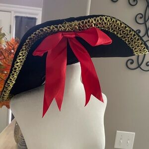 Costume Pirate Hat with Red Ribbons, Halloween
Party, velvet feel